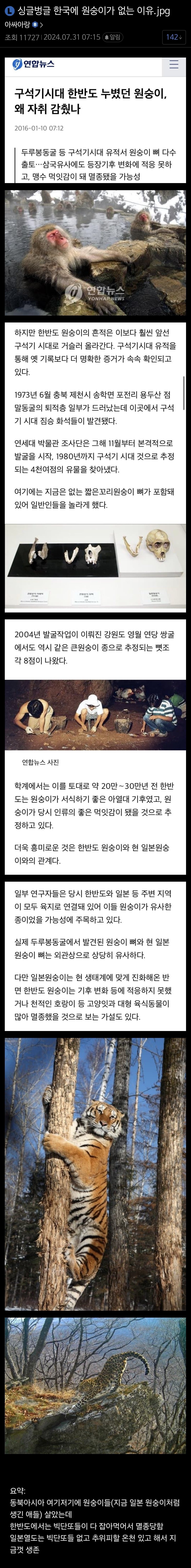 한반도 원숭이가 다 멸종한 이유.jpg