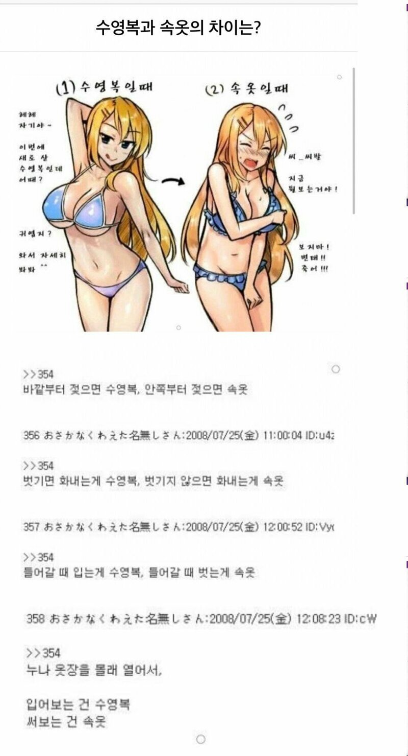 수영복과속옷의차이